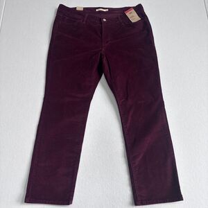 Levi's Classic Straight Corduroy Pants Women's 18W Burgundy Stretch Retro NWT